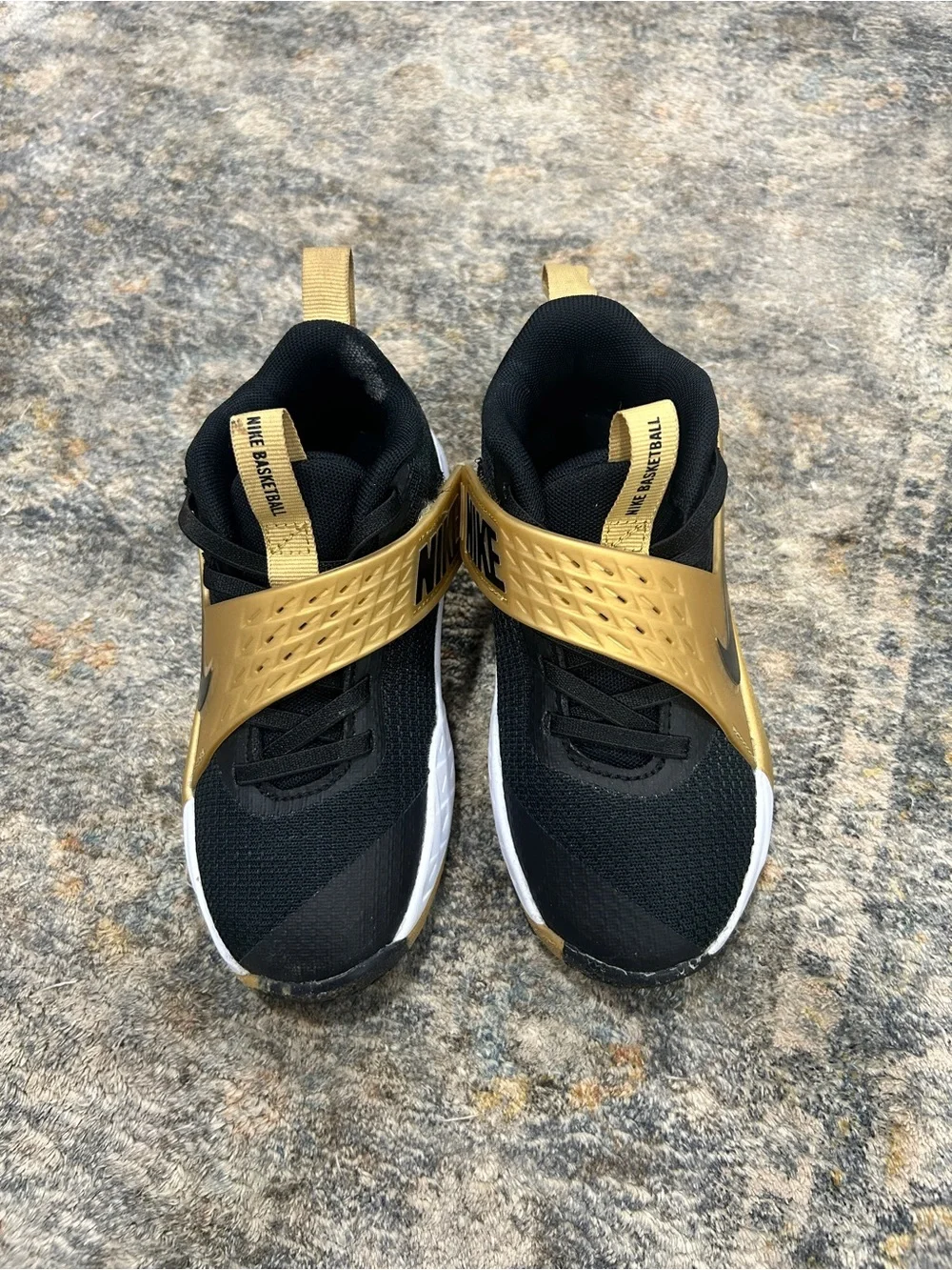 Nike Team Hustle D 12 Black and Gold Basketball Shoes